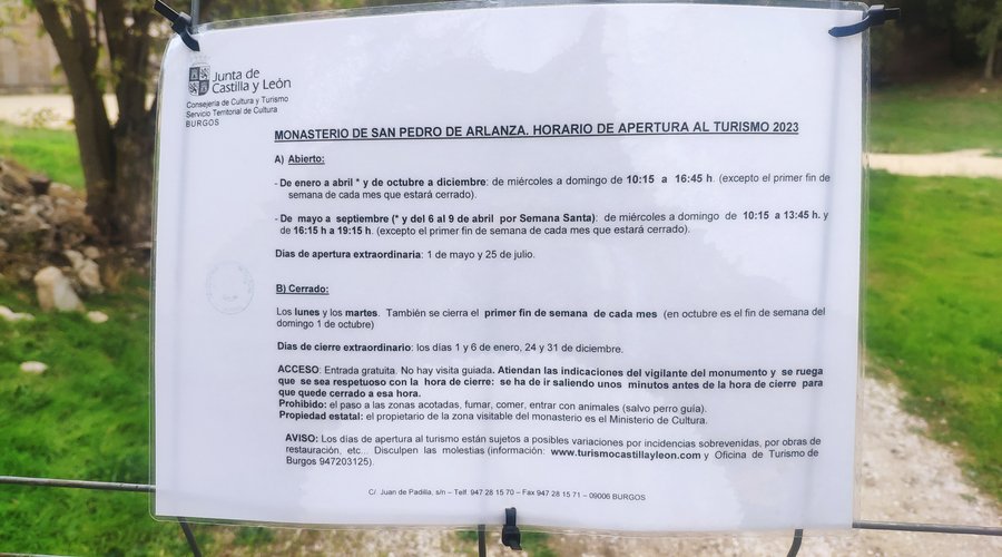 Horario de apertura.