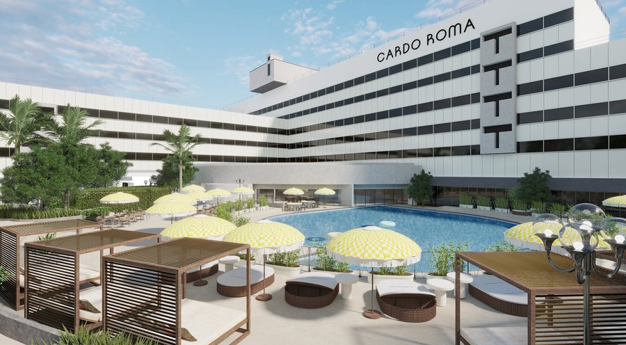 Outdoor pool and cabanas area 