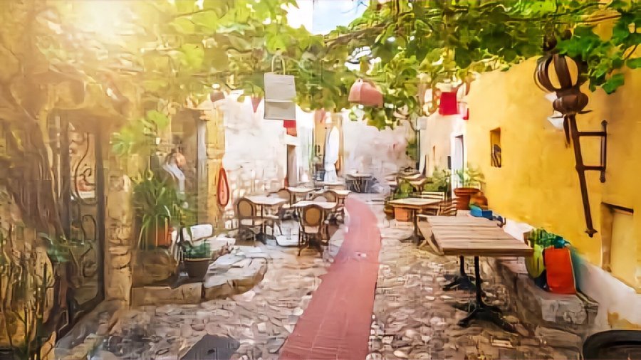 La terrasse au cœur du village après une belle journée ensoleillé ! 