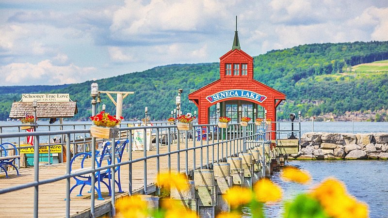 Lake Seneca pier in Watkins Glen, New York