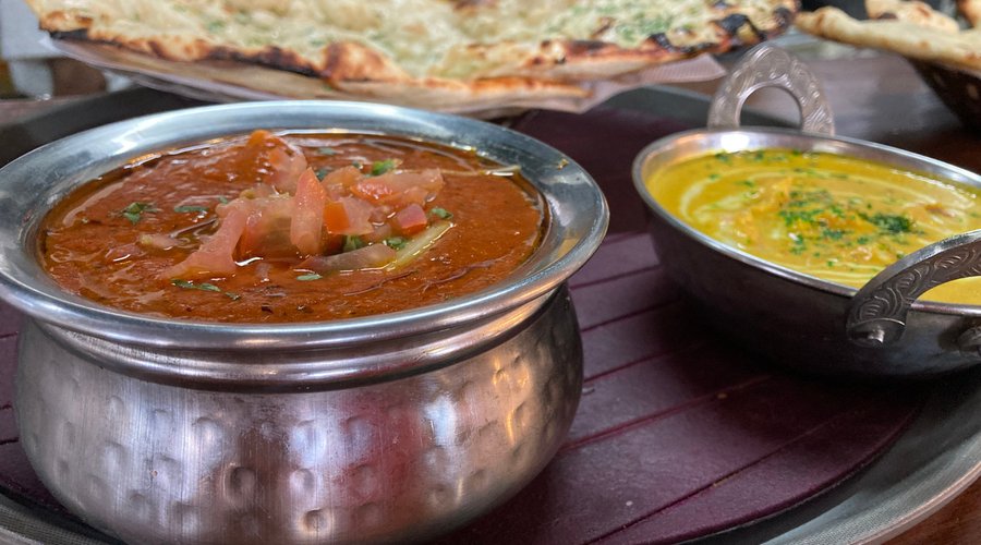 Curry and naan bread