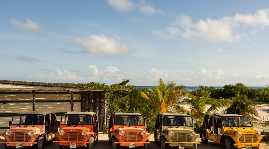 Dedicated electric mini-mokes are for guest's personal use around the 300 hectare property. 