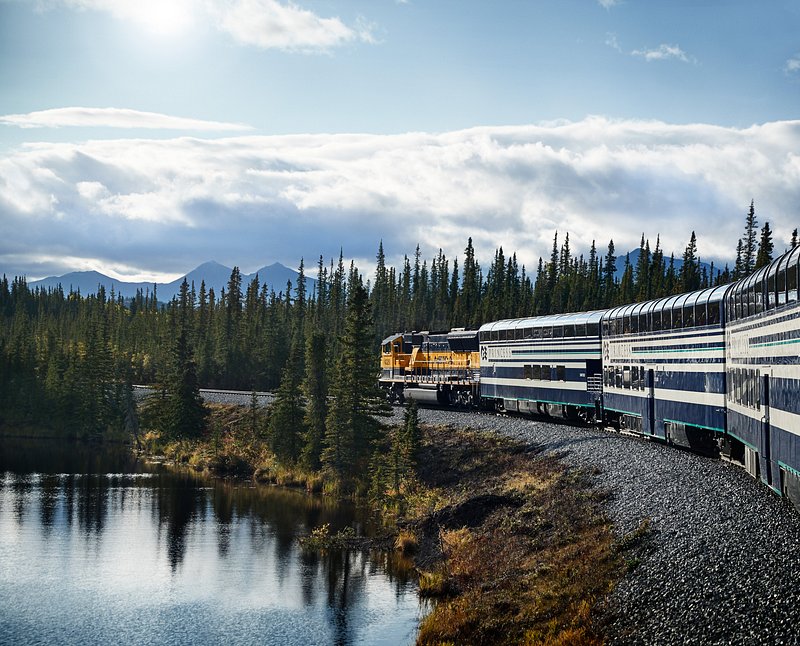 Train riding through Alaska