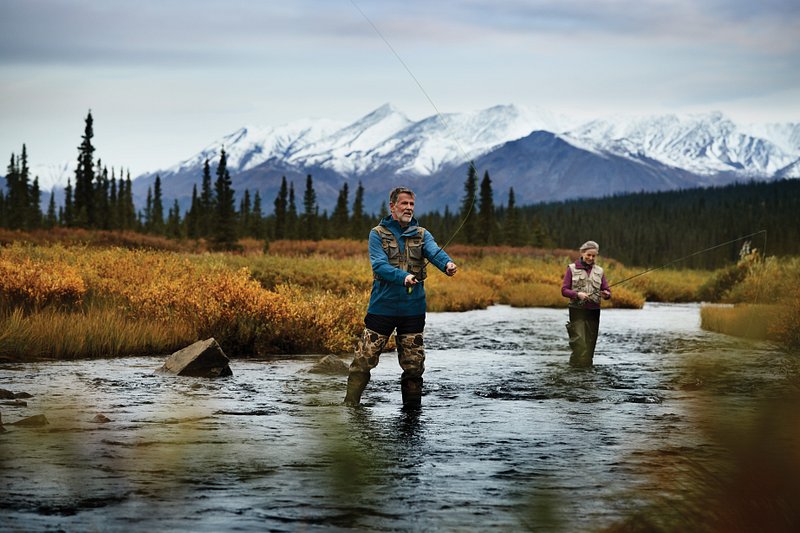 Couple fishing in Alaska