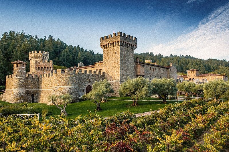 Castello di Amorosa surrounded by vineyards
