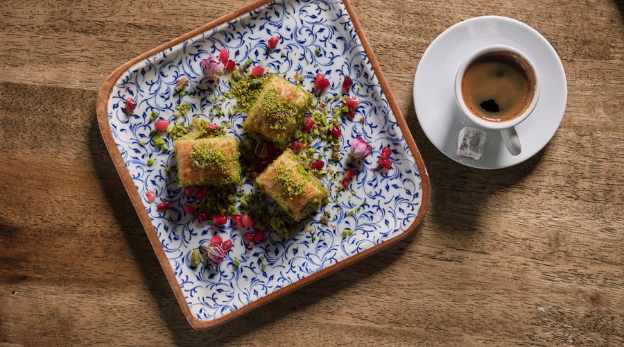 Baklava and coffee.