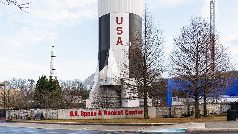Exterior of the U.S. Space and Rocket Center, in Huntsville, Alabama