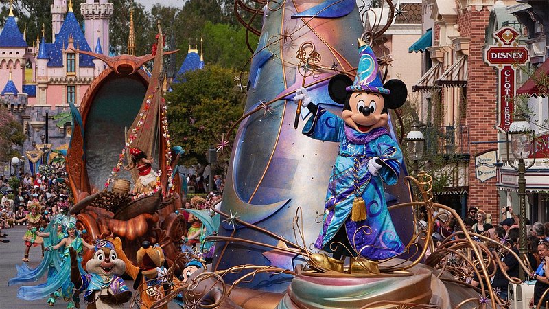 Parade with Mickey Mouse, in Disneyland