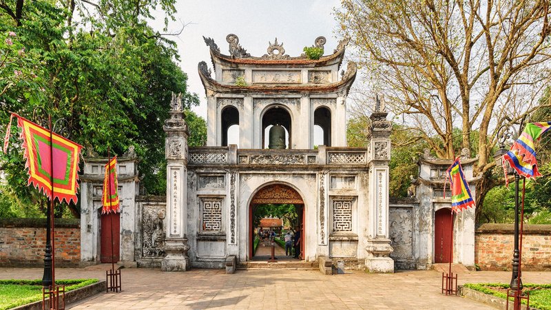 Main gate of the Temple of Literature in Hanoi, Vietnam