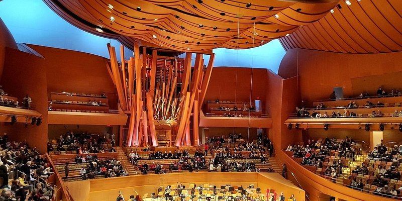 The Los Angeles Philharmonic gets ready at Walt Disney Concert Hall