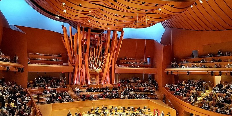 The Los Angeles Philharmonic gets ready at Walt Disney Concert Hall