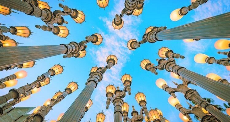 A light installation at the Los Angeles County Museum of Art