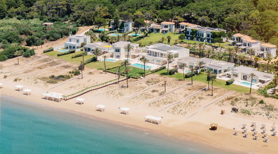 A beach extraordinaire. A vast 2km long beach of golden sand with shallow and crystal-clear waters; awarded Blue Flag.