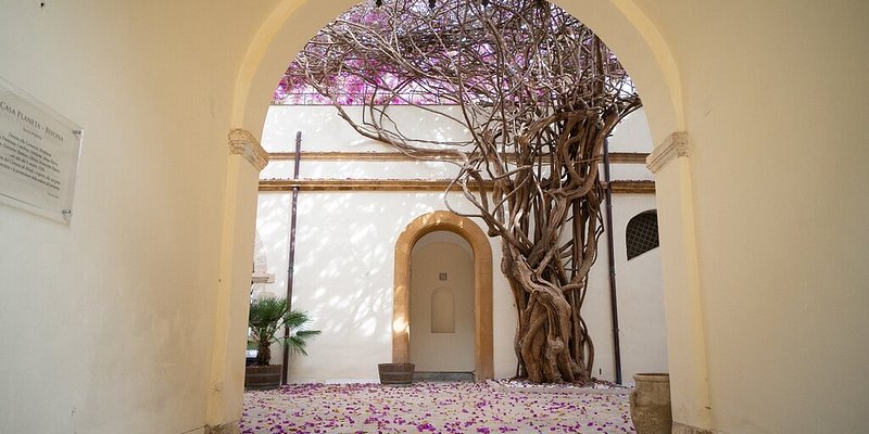 A archway looking into a courtyard. 