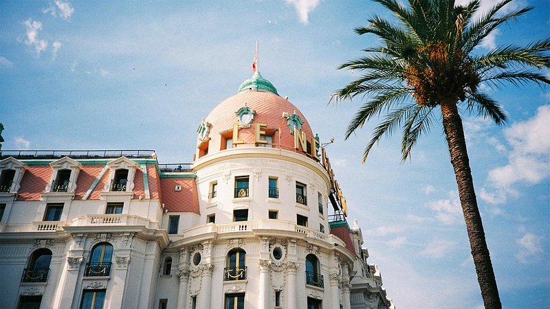 Exterior pink dome of Le Negresco, in Nice, France