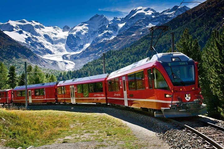 2024 Swiss Alps Bernina Red train and St.Moritz tour from Milan