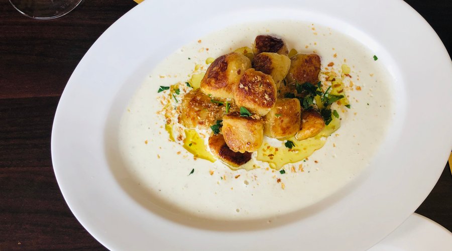 Cream Gnocchi at its best. This dish, along with the Fish Roe Pasta, is a signature menu from Italyjae. Texture and balance of softness/chewyness is key to a great tasting gnocchi. This dish delivers a golden balance.