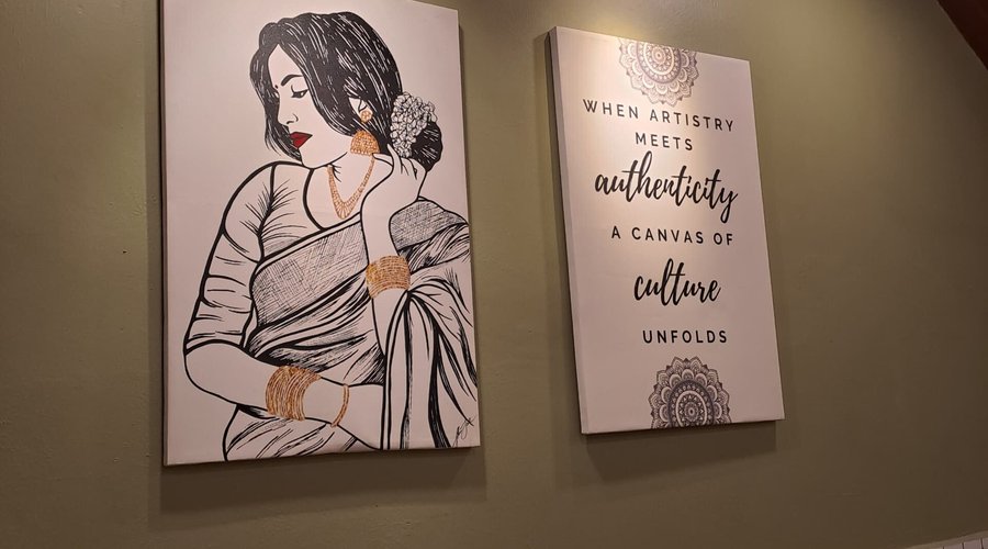 Walls filled with paintings and uplifting wordings
