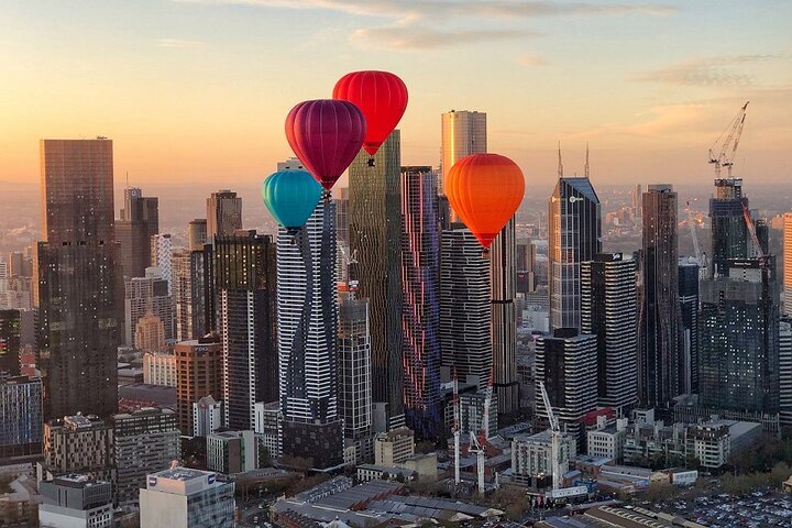 Melbourne City Skyline for Home Decor, Melbourne Cityscape with Air Balloons sold Print Canvas, Melbourne Picture Print, Australia Travel Art