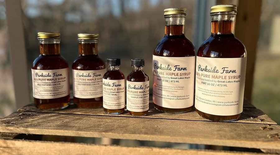 Maple syrup made from trees found at Parkside Farm.