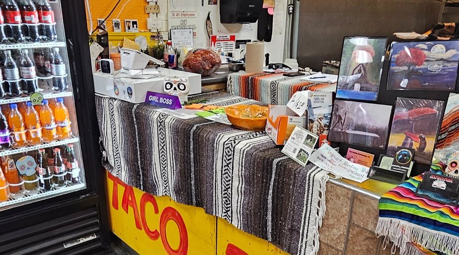 The counter with the ham