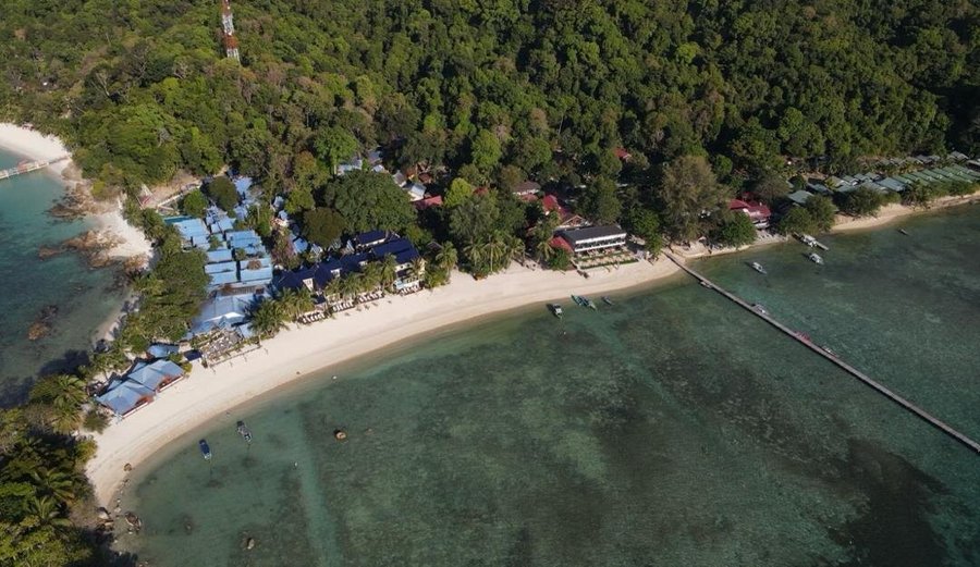 Birdeye View of Barat Perhentian Beach Resort with Barat Jetty
