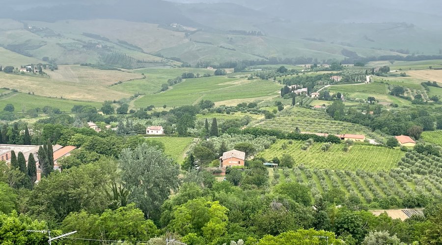 The Palazzo Ricci viewing terrace has magnificent views down over the Tuscan countryside.