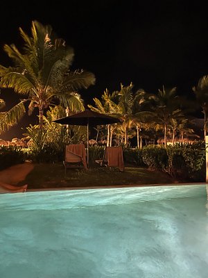 First night hanging out in the pool in our room looking out at the ocean and stars.