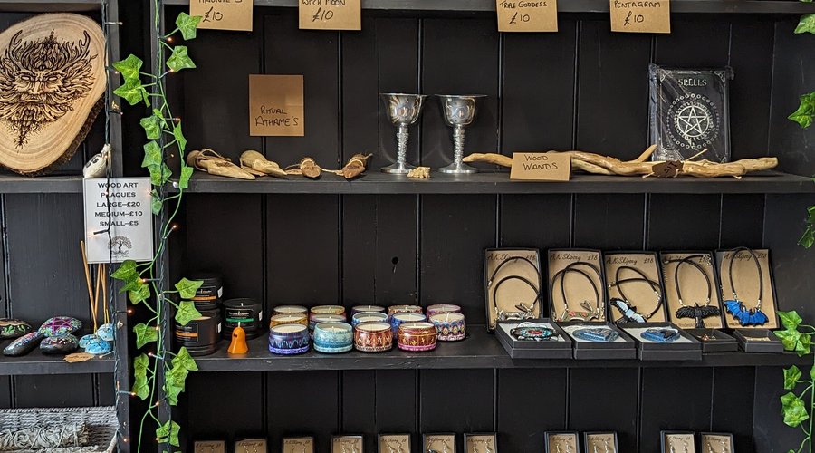 A.K. Skipsey art and jewelry, Bathkraft products and incense cones.