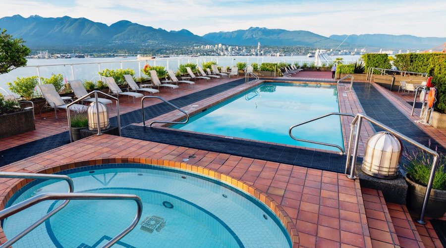 Rooftop salt-water heated pool - open year round