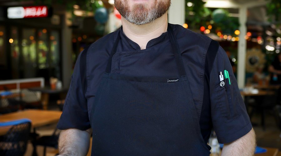 introducing our Head Chef , Morgan. he is taking us on a food journey thru the Mediterranean with his new menu, that keeps changing from week to week.