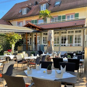 Blick auf das Hotel Hintereingang