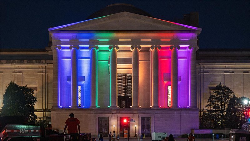 DC lit up at night for Pride