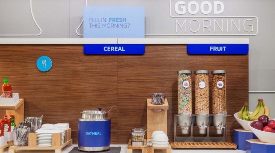 Hot & cold cereal every day plus fresh whole fruit for breakfast.