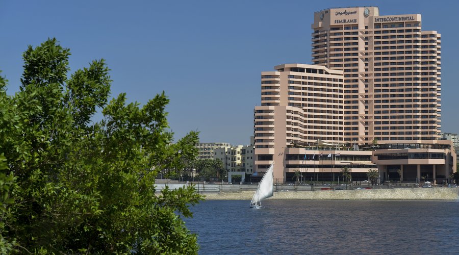 Hotel exterior overlooking the Nile by day