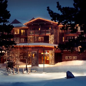 Juniper Springs Resort Exterior in Winter Night