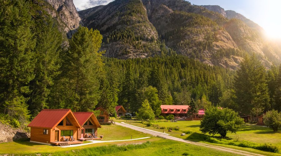 The view of the lodge property from the river.