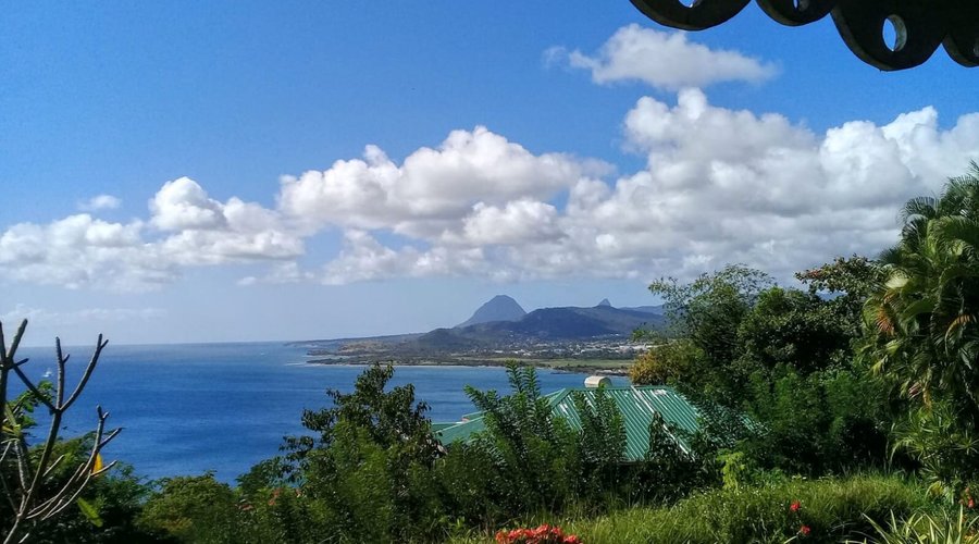 View of the Pitons and Caribbean Sea