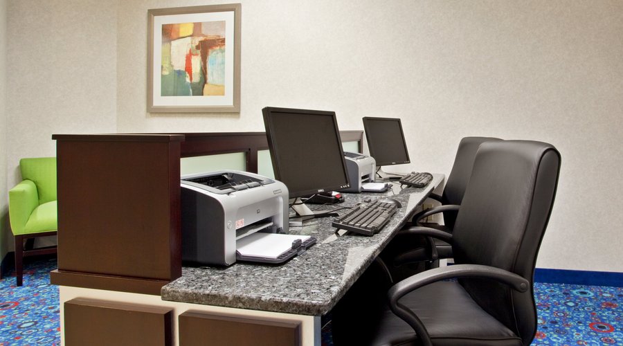 Our business center features two computers and printers