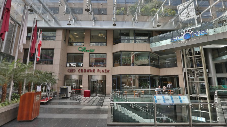 Hotel entrance located in the heart of the vibrant Hamra street