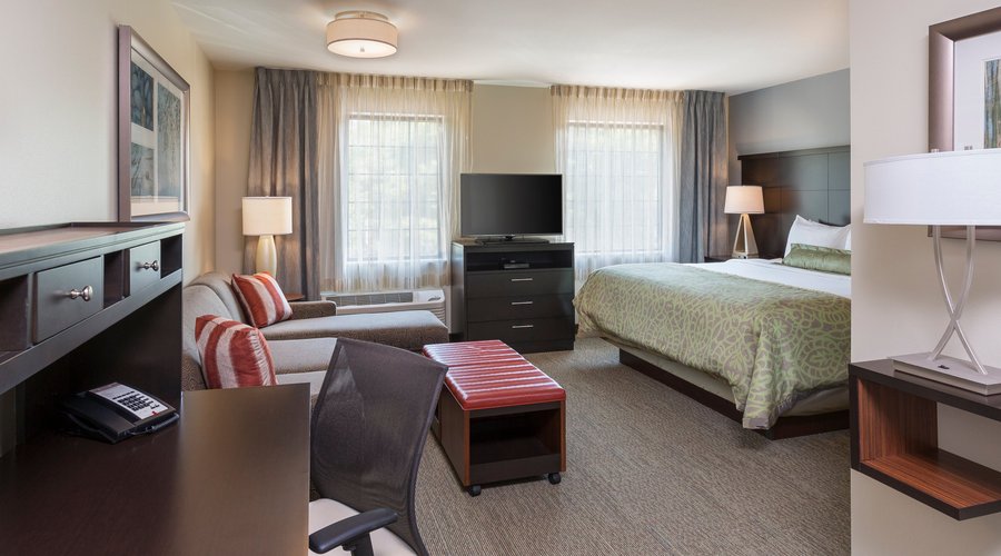Our studio suite features a desk, flat-screen television and more.