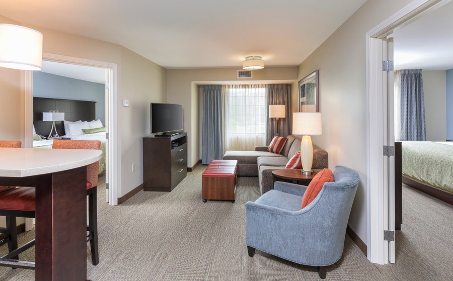 Living room view of our two bedroom suites with kitchen