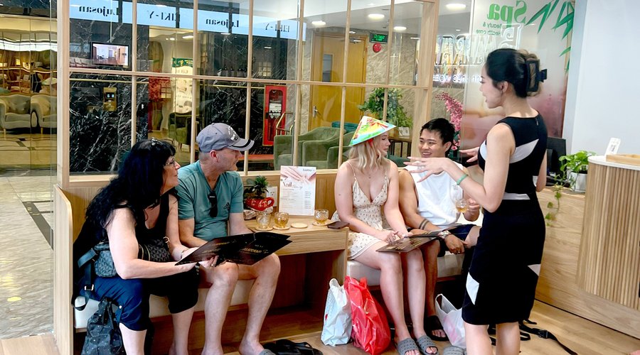 Customers come to experience services at the Emerald Spa