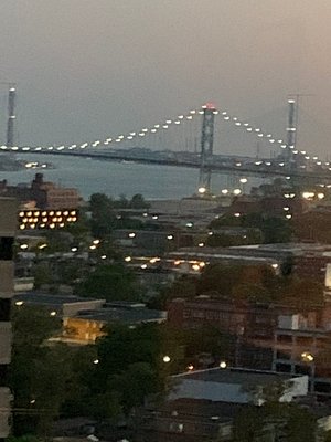 View of the Ambassador Bridge from our room.