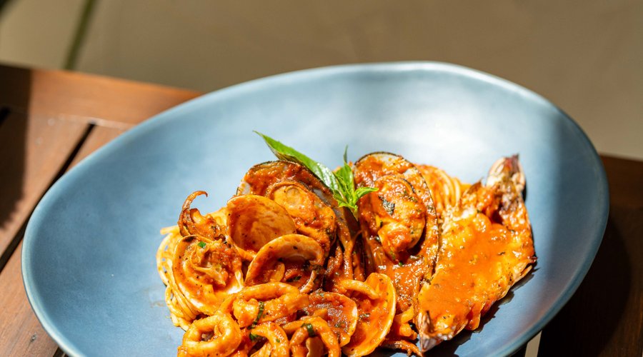 FRUTTI DI MARE  Squid, Mussels, Clams, Prawns, Tomato Sauce, Basil