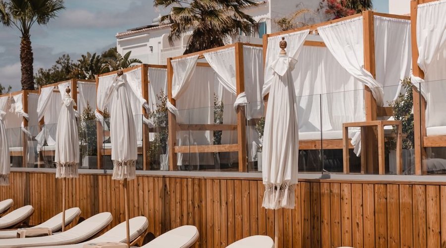 Poolside Balinese beds