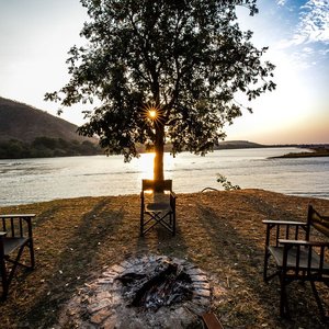 early morning campfire