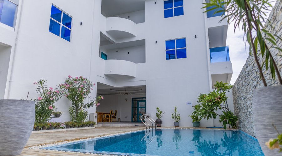 outdoor pool area