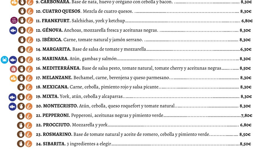 ALÉRGENOS 2- Carta Pizzería Rosmarino La Antilla 2024