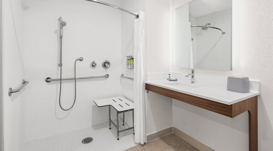 Our ADA mobility accessible Guest Bathroom for easy wheelchair 